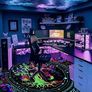 Blacklight Tree of Life Rug, UV Reactive Neon Fluorescent Area Rug, Non-slip Luminous Life Tree Moon & Sun Carpet, Glow in The Dark Boho Decor for Playroom Bedroom Living Room 180x120cm Image 3