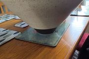 Large Angular Beige speckled ceramic bowl with a wide conical flare and a dark brawn contrasting base By Paul Costelloe.