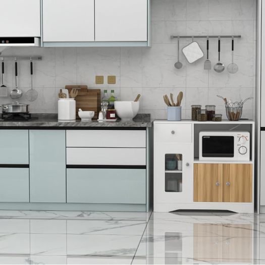 Sideboard for Kitchen, Sideboard with Socket for Microwave, Kitchen Cabinet with Drawers, Storage Cabinet for Dining Room, Kitchen, Living Room, 83 x 40 x 80 cm