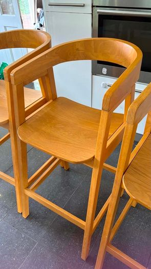 3 solid wood bar stools.