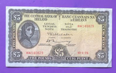 Irish five pound lavery note