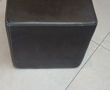 leather pouffe cube shaped, brown