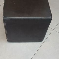 leather pouffe cube shaped, brown