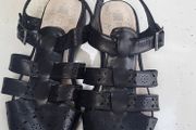 RIVERS black strappy side buckle flats Sz 6 UK - Bnwot