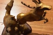 brass prancing stag and deer,