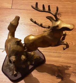 brass prancing stag and deer,