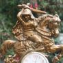 Vintage Brass Table Clock Knight on Horseback and Dragon, Saint George and Dragon, Mechanical  Clock SLAVA 11 JEWELS,  Working Image 7