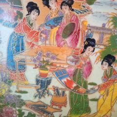 a Chinese Satsuma "Geisha" Oval Platter - Stamped