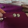Grape/Burgundy satin bag with diamonds cluster. Image 9