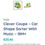 Hola Clever Coupe - Car Shape Sorter with Music - Animal Theme Image 2