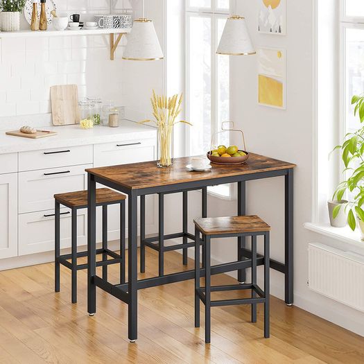 Bar Table Set with 2 Bar Stools Kitchen Counter with Bar Chairs Kitchen Table and Kitchen Chairs Industrial Design