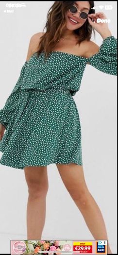 dress green polka dot size 12 off shoulder dress