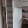 high bed for sale with 3 drawers, 3 small shelves, a small wardrobe and a deak underneath. Mattress included. Height 172cm, Width 192cm, Depth 95cm. Some small marks on desk and back of desk - see photos Image 4