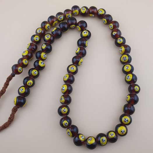 Vintage Venetian African Style Face Glass Beads Necklace 20 inches long