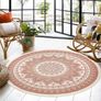Moroccan Rug Round Grey 120cm Cotton Area Rug Washable Printed Round Area Rug Large with Tassels (MULTIPLE DESIGNS) Image 3