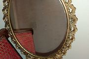 Tall Art Nouveau brass standing mirror