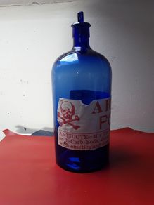 Vintage blue Poison bottle !!