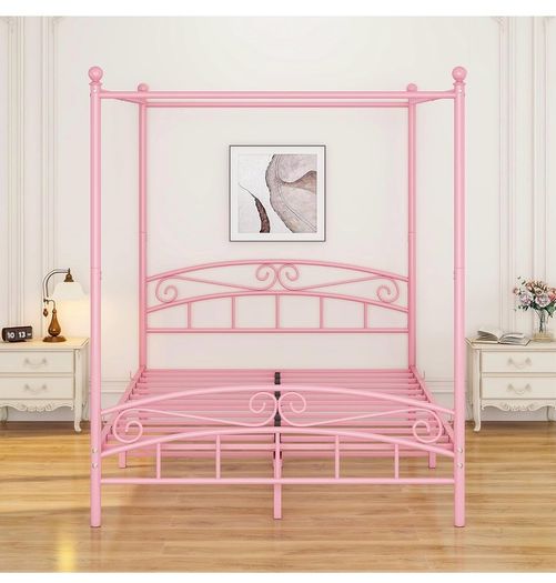 Bed Frame King Size with Ornate European Style Headboard & Footboard