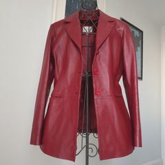 Red Leather Jacket Size Uk 14