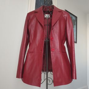 Red Leather Jacket Size Uk 14
