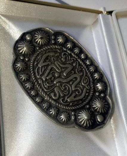 Pristine Vintage Ornate Silver Belt Buckle
