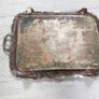Ornate Vintage Serving Tray, Copper & Silver Tone Image 2