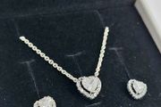Pandora Sparkling Elevated Heart Necklace and Matching Earrings Set