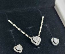 Pandora Sparkling Elevated Heart Necklace and Matching Earrings Set