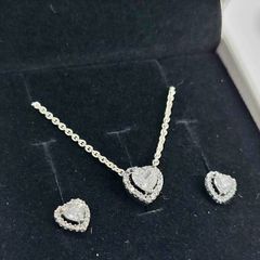 Pandora Sparkling Elevated Heart Necklace and Matching Earrings Set