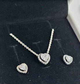 Pandora Sparkling Elevated Heart Necklace and Matching Earrings Set