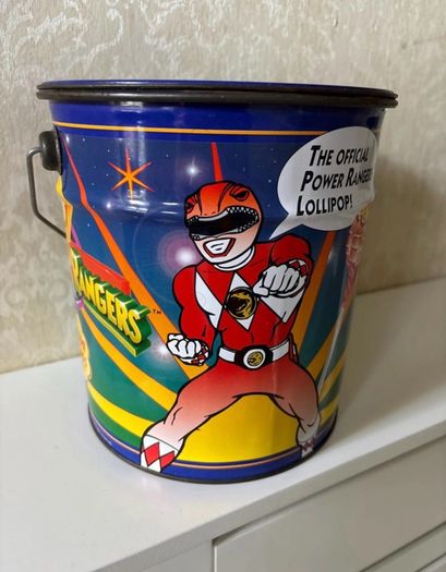 Vintage 1995 Mighty Morphin Power Rangers Chupa Chups Tin Bucket Made in Spain 1995