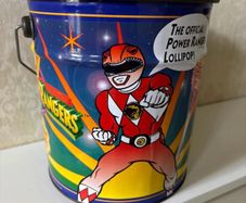 Vintage 1995 Mighty Morphin Power Rangers Chupa Chups Tin Bucket Made in Spain 1995
