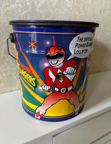 Vintage 1995 Mighty Morphin Power Rangers Chupa Chups Tin Bucket Made in Spain 1995