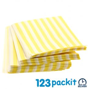 Lot of 200 Yellow stripe sweet bags 5x7" ideal for candy weddings parties candy cart shop retails sweet shops size 5x7 inches Easter Projects