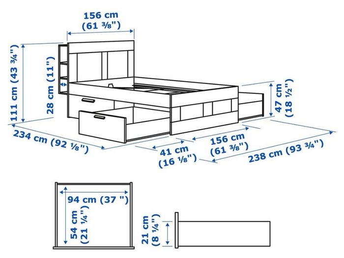 ikea  Storage King Bed with headboard