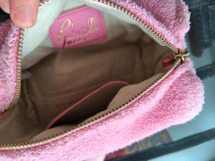 Handbag pouch pink fluffy boston bag gabriella g firenze