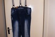 BNWT Vodoo Dolls women's stretchy, skinny jeans with braces size 16 Regular slim fit