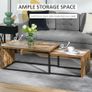 Coffee Tables Nesting Table Set of 2 Side Table w/ Metal Frame for Living Room Bedroom Black & Brown Image 4