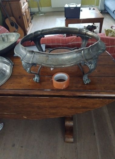 antique silver server dish