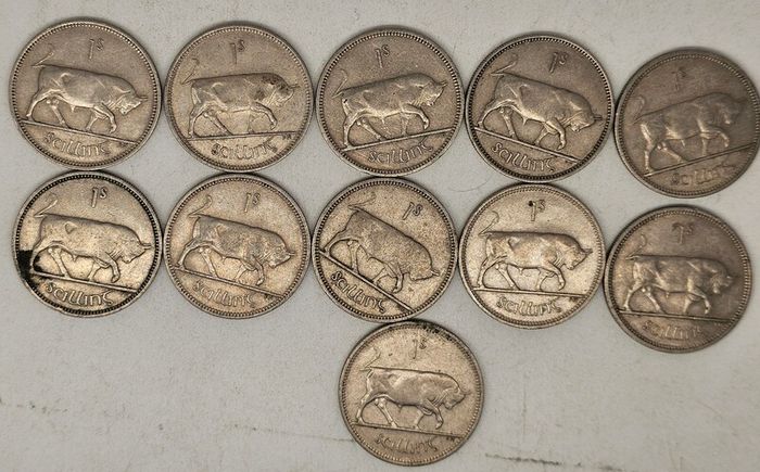 Ireland 1951-1968 Shilling Coin Lot Mixed Date and Condition 11 Coins