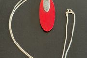 silver necklace with natural coral pendant