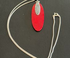 silver necklace with natural coral pendant