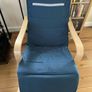 Songmics Birch Wood Armrests Rocking Chair | Midnight Blue/Natural Image 2