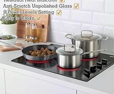 Ceramic Hob Built-in 4 Burners Electric Hob 60cm Ceramic Cooker with Electronic Knob Controls, Residual Heat Indicator, 6000W, Hard Wired, No Plug Included