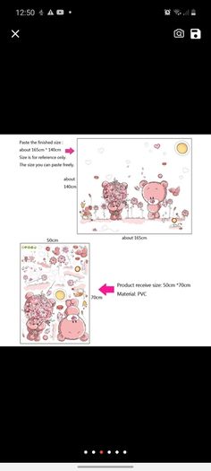Pink Teddy stickers for wall