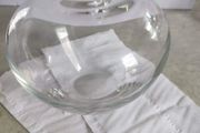 Lovely Small Round  Clear Glass Bud Flower Vase Hand Blown.
