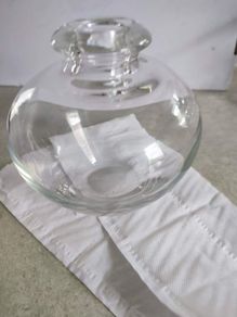 Lovely Small Round  Clear Glass Bud Flower Vase Hand Blown.