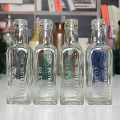 138 - Set of 4 Vintage Cork Distilleries Company Whisky Small Collectible Decorative Clear Glass Bottle