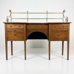 19th Century Mahogany Inverted Breakfront Sideboard with Brass Gallery