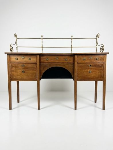 19th Century Mahogany Inverted Breakfront Sideboard with Brass Gallery
